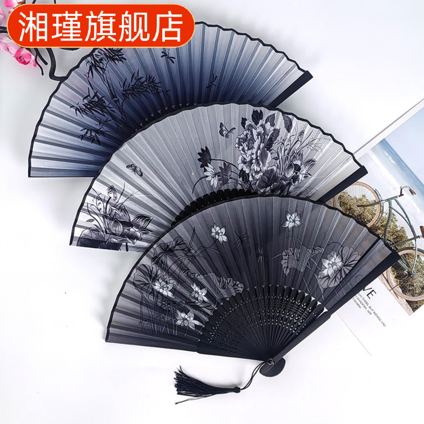 古风折扇女士古典布扇汉服旗袍扇