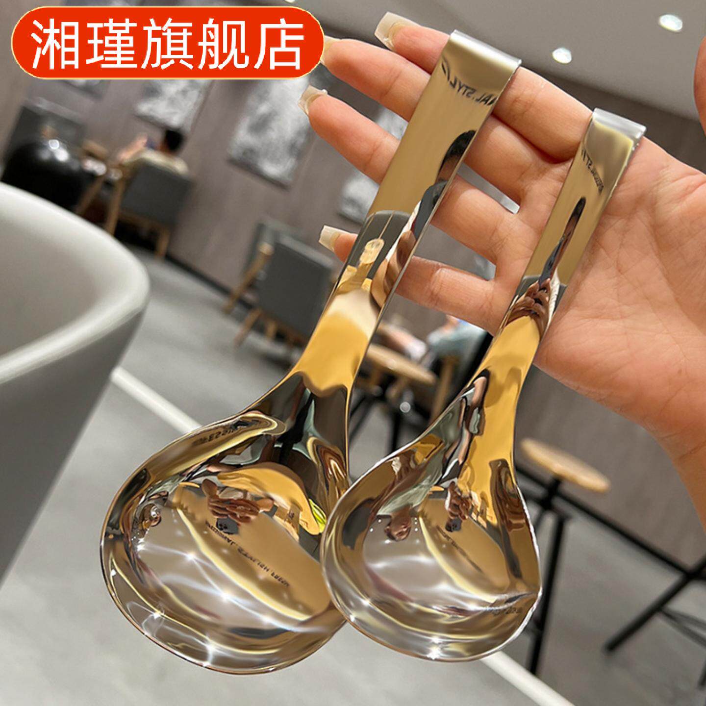 不锈钢家用厨房汤勺带挂钩火锅勺