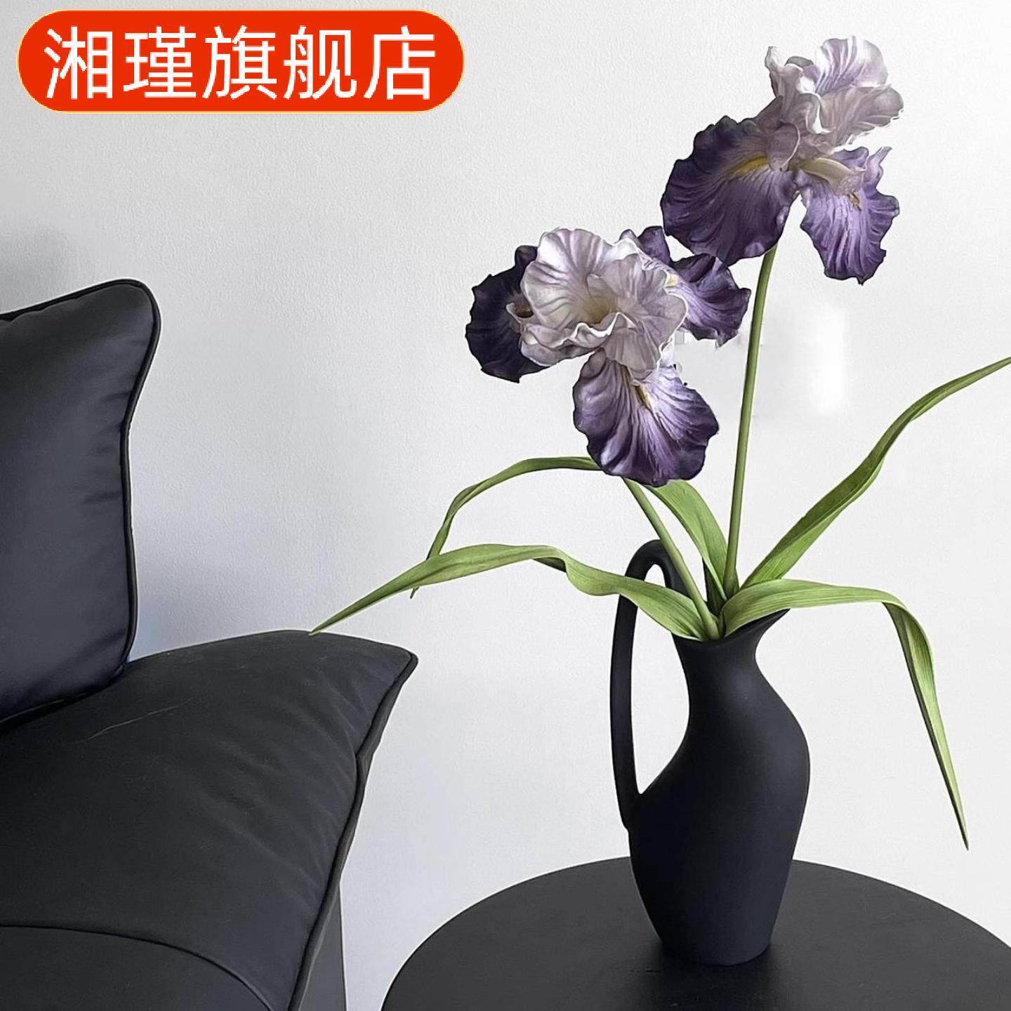 手感保湿油画鸢尾花假花仿真花摆设高级感逼真餐桌花艺仿真花束