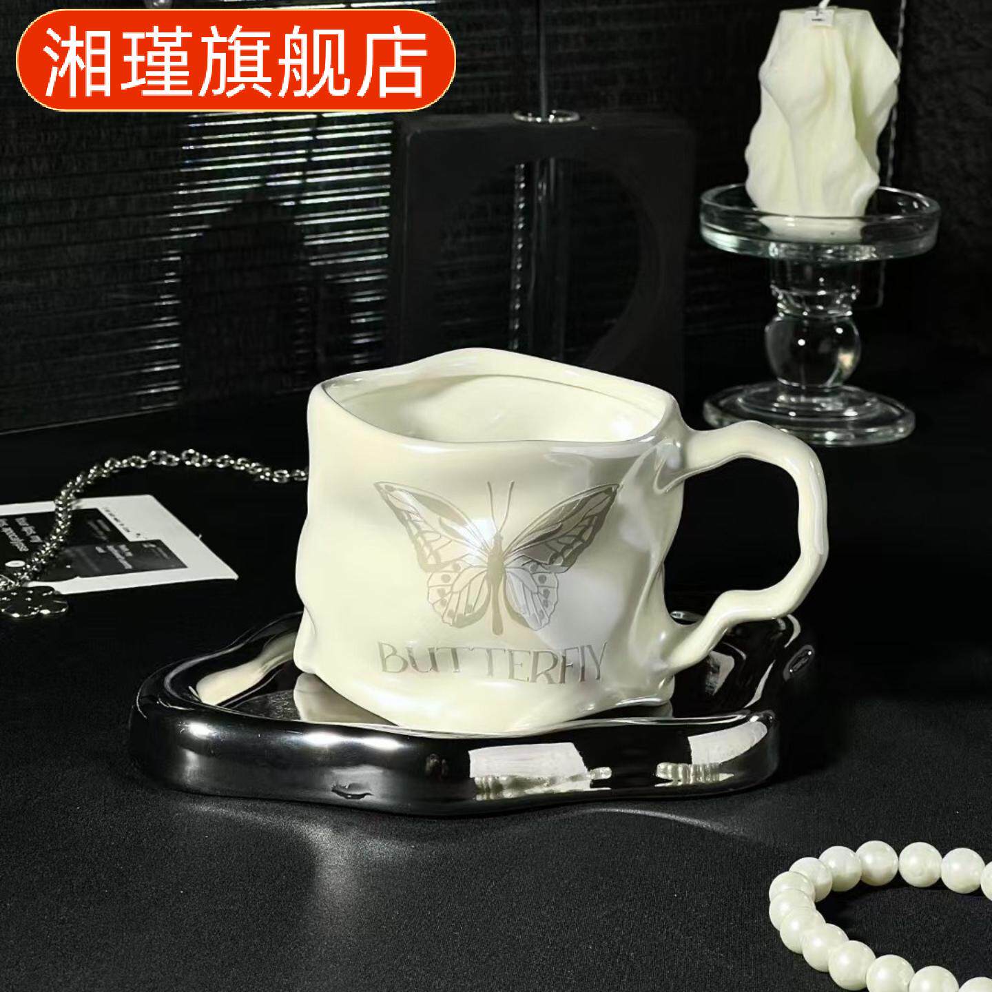 轻奢高级感陶瓷马克杯创意高颜值家用办公女神咖啡杯子泡茶杯