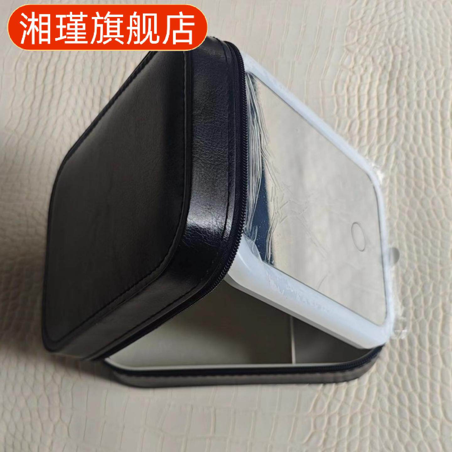 带灯收纳化妆镜收纳盒化妆品外出家用浴室小镜子收纳箱