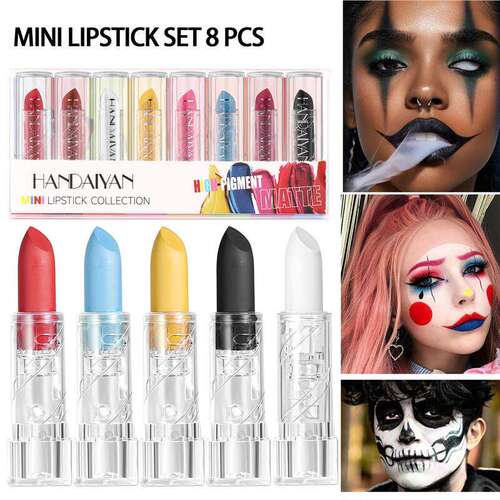 8Pcs Halloween Matte Lipstick Set 万圣节哑光口红套装DIY个性