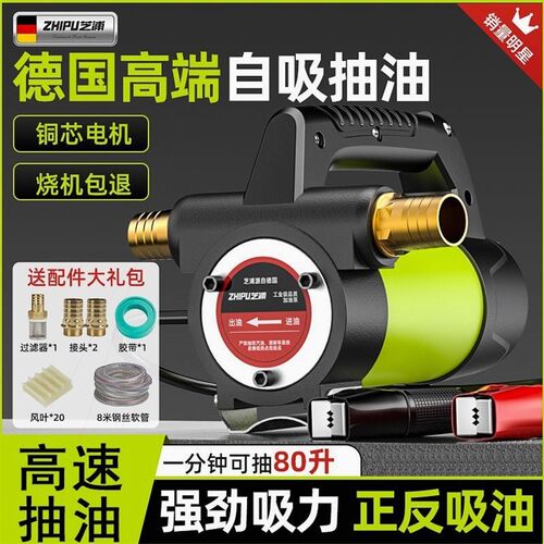 德国进口德国芝浦电动抽油泵12V24V正反转小型自吸泵柴油泵加油机