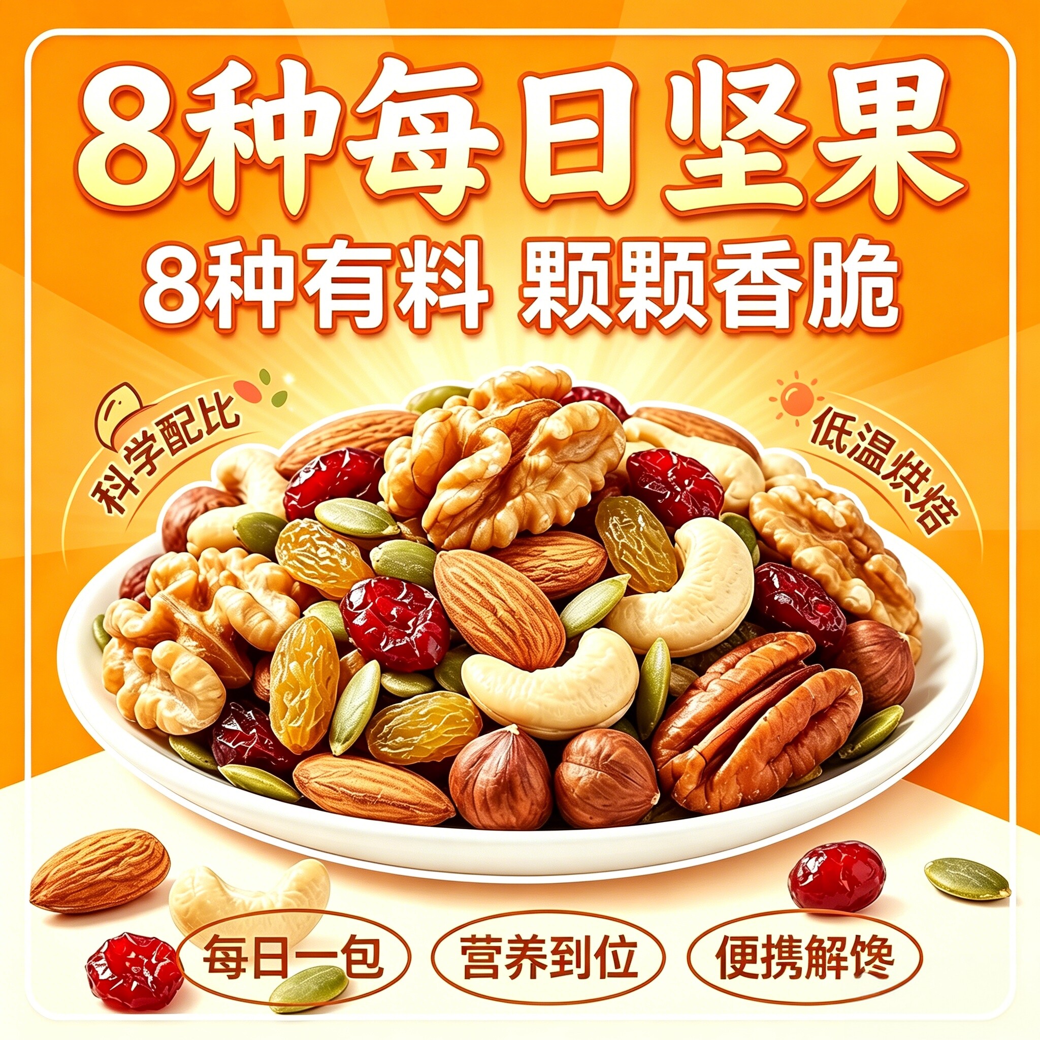 每日坚果独立小包装一次一包原味零食混合无添加低温烘焙健康代餐
