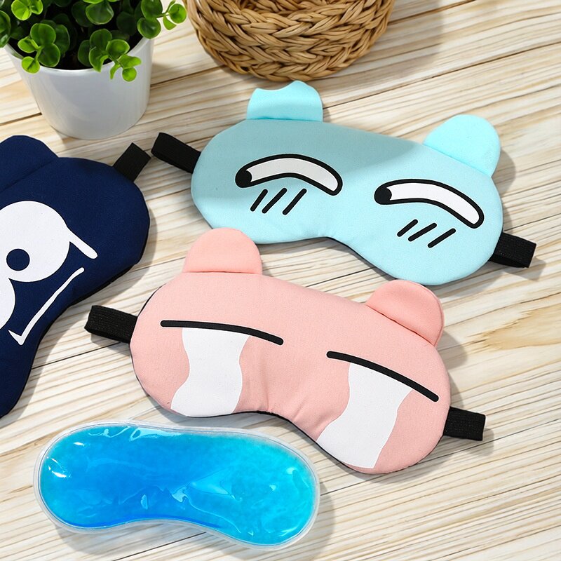 眼罩睡眠遮光透气学生午睡男女卡通搞怪儿童冰袋冰热敷护眼罩