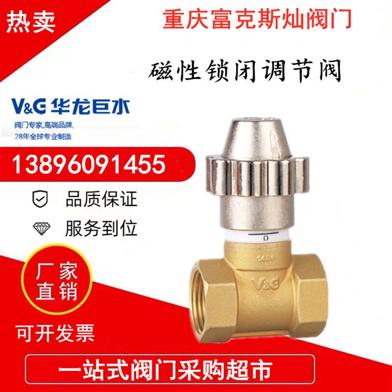华龙巨水VG磁性流量调节阀DN15-50暖气防盗锁闭PPR带刻度截止阀