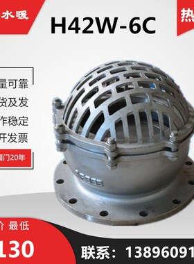 铸钢法兰底阀H42W-6C水泵莲蓬头升降压吸水阀6KG单向止回DN100