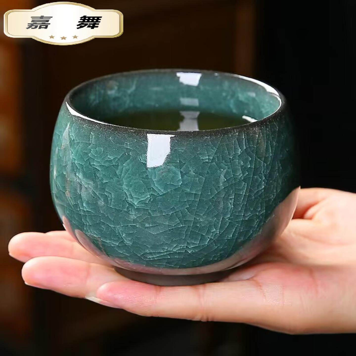 冰花主人杯单杯高档情侣一对功夫茶杯男士品茗杯子冰裂纹陶瓷茶盏,餐饮具,茶杯,淘宝优惠券,粉丝福利购,淘宝优惠卷