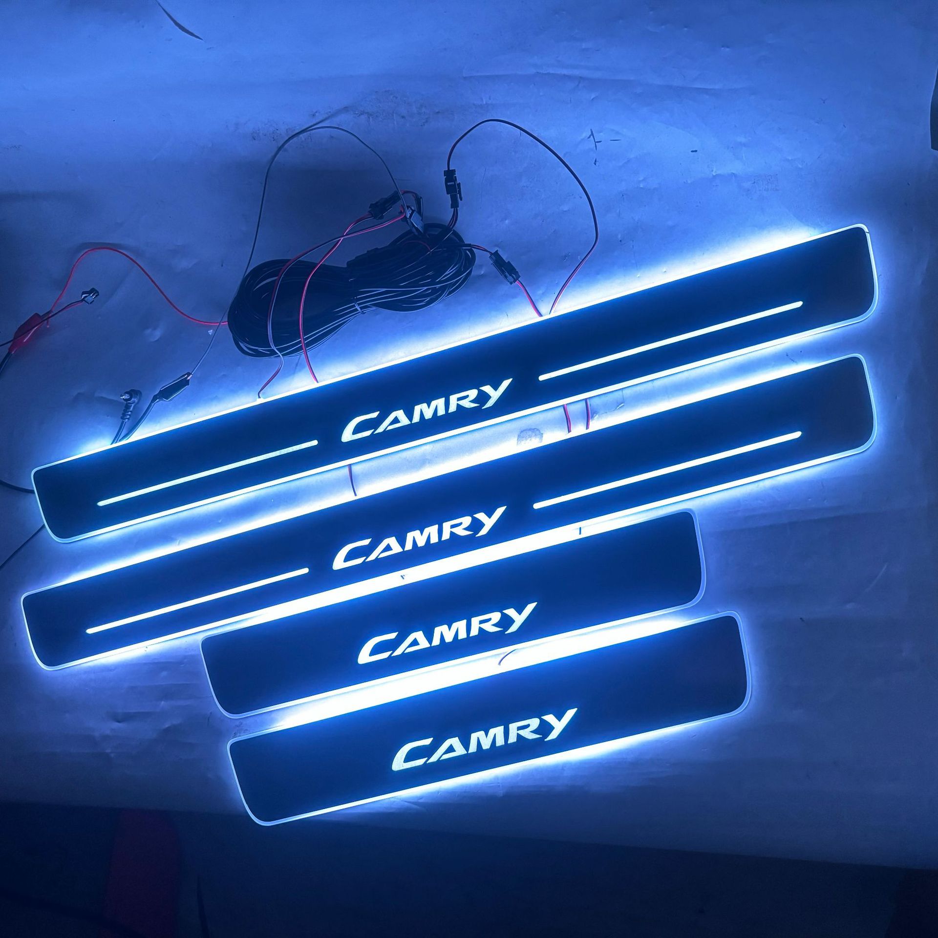 4片 适用于7代凯美瑞 CAMRY 流光动态门槛条 带LED灯迎宾踏板改装