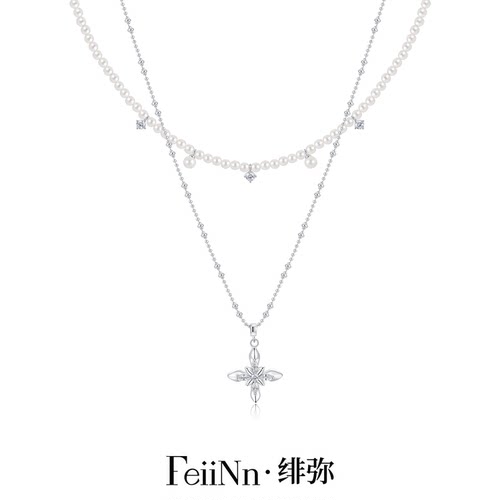 银序」叠戴珍珠流苏项链女礼物
