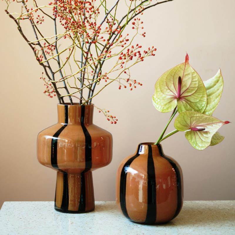 视远工艺品黑白条纹玻璃花瓶圆球斑马纹客厅ins家居装饰摆件,家居饰品,花瓶,淘宝优惠券,粉丝福利购,淘宝优惠卷