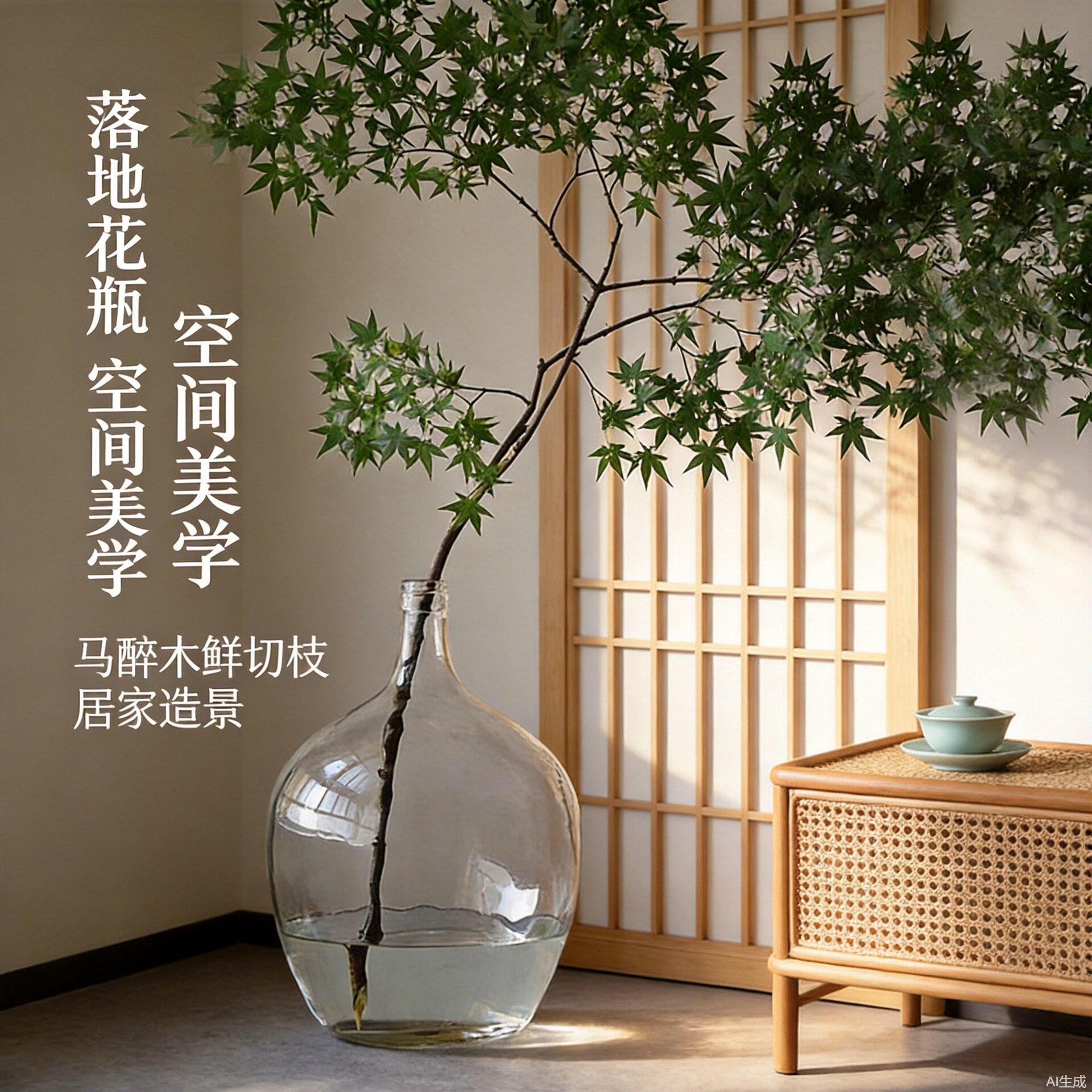 简约透明大肚玻璃花瓶小口马醉木花瓶吊钟插花客厅摆件水容器大号