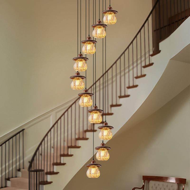 法式复古大吊灯loft长吊灯别墅楼梯间中古客厅挑空复式楼风格公寓,家装灯饰光源,智能吊灯,淘宝优惠券,粉丝福利购,淘宝优惠卷