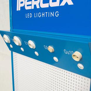 展会展厅Led球泡展示架方管铁板洞洞板灯具展示架烤漆 灯泡展示架