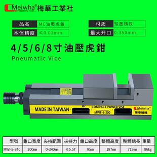 台湾梅华MC精密液压平口钳油压台虎钳倍力增压CNC加工中心夹具6寸