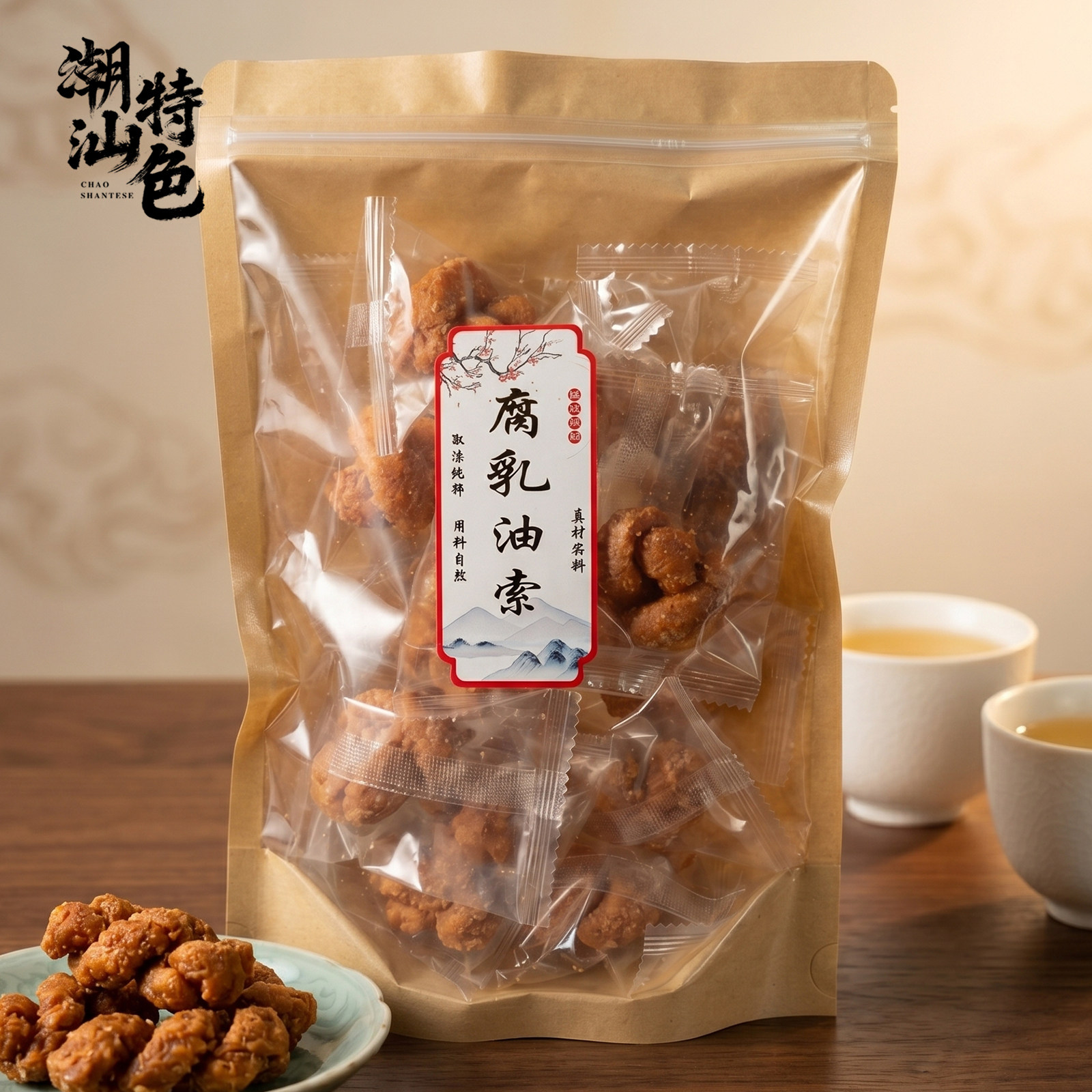 潮汕土特产油索咸香麻花香葱油索腐乳油索潮汕传统小吃下午茶配
