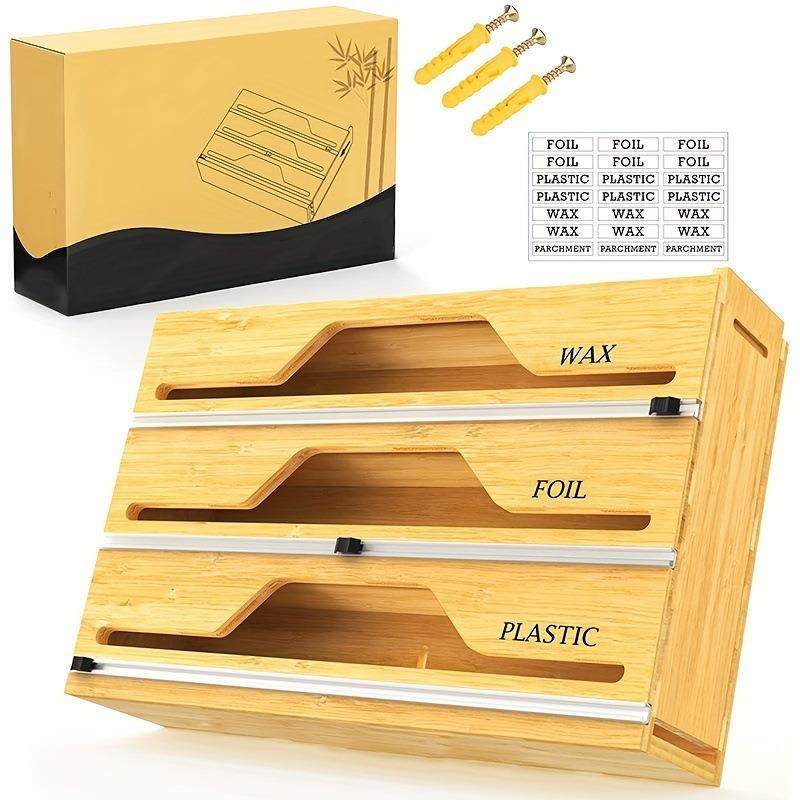 竹制保鲜膜切割器多格保鲜膜分切锡箔纸简约收纳盒壁挂厨 房切割,厨房/烹饪用具,保鲜膜切割器,淘宝优惠券,粉丝福利购,淘宝优惠卷