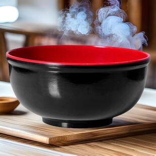 红黑汤面碗黑红密胺仿瓷饭碗汤粉碗 义乌日用品厂美耐皿餐具
