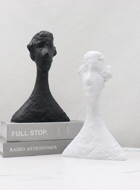 黑白人头简像人物雕塑摆板件约现代样房电视柜女家居BJ00070软装