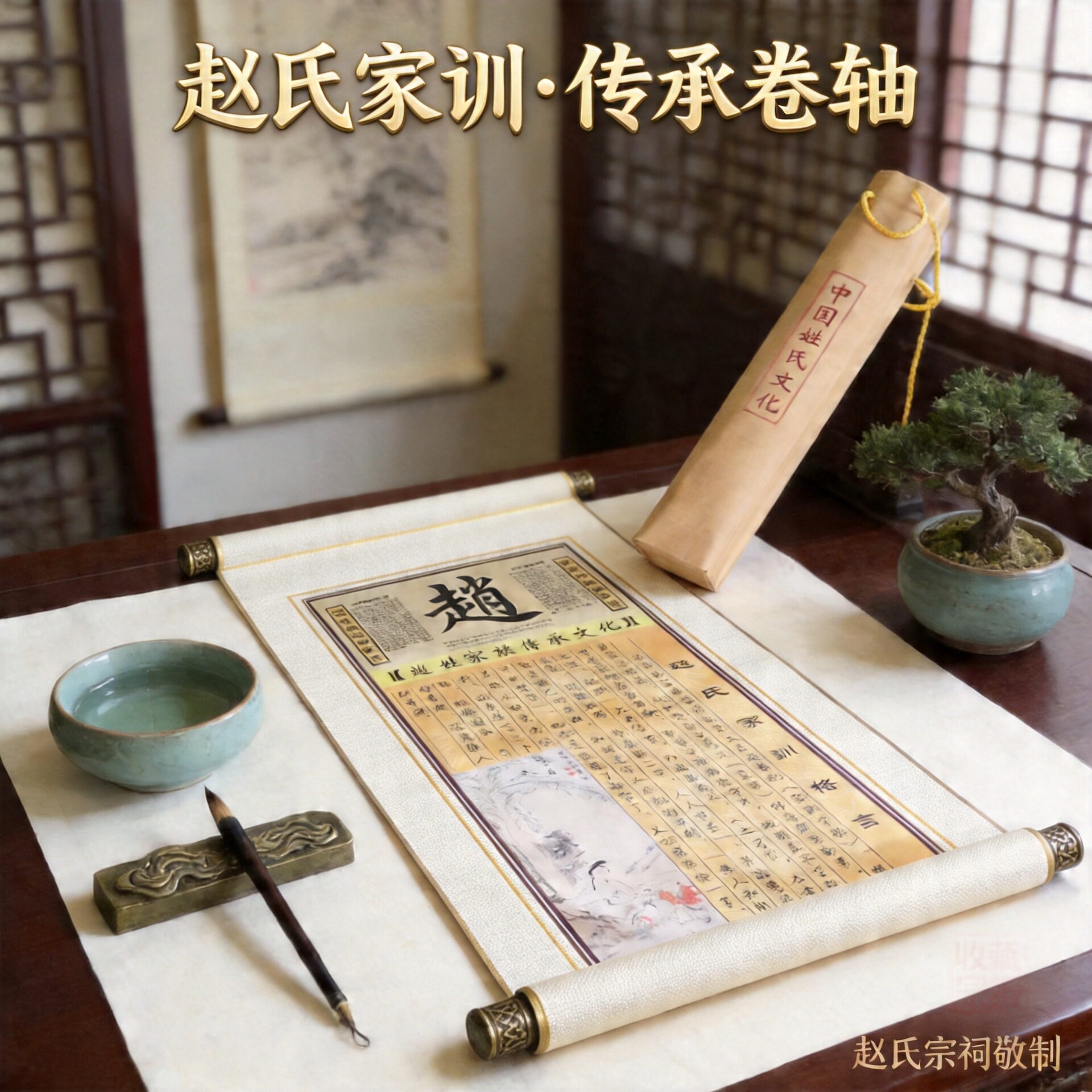 家族文化画册家谱族谱纸质宣纸印刷画卷大世系图长卷宗族登记表