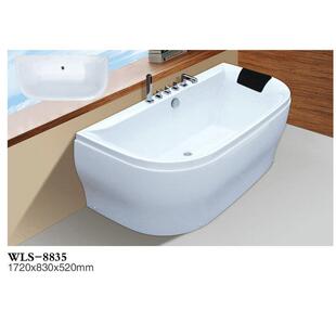 亚克力现代简约独立式 成人冲浪按摩缸酒店家用带靠枕浴缸8835