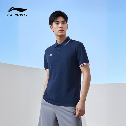 李宁短袖POLO衫男上衣翻领运动服