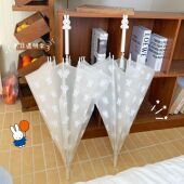 现货兔磨砂透明长柄伞可爱公仔头伞柄加厚直杆雨伞