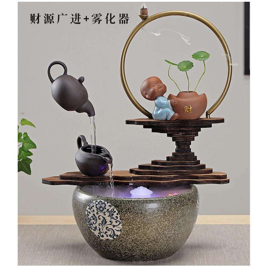 家居加湿鱼缸流水器办公桌玄关电视柜客厅送礼工艺品招财风水摆件