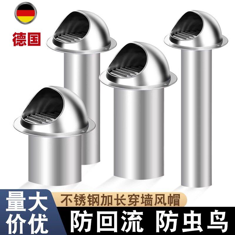 不锈钢穿墙风帽止逆阀厨房专用止回阀排气管外墙卫生间逆止阀烟道