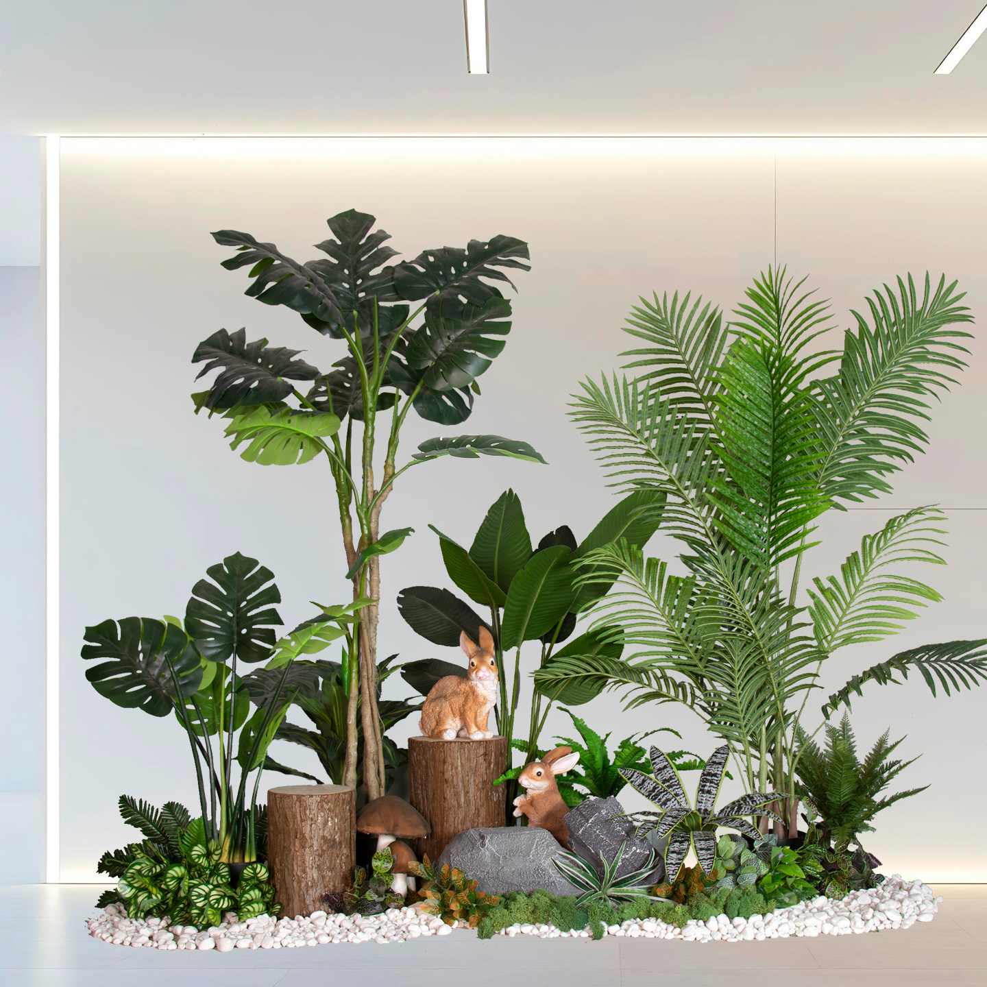 彷真绿色植物造景幼儿园装饰室内假树彷真树盆栽商场落地大型植物