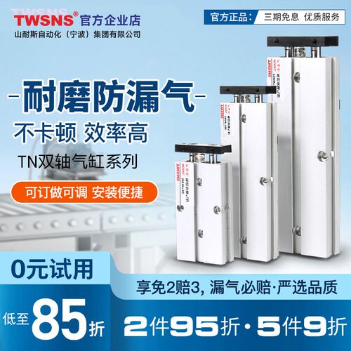 TWSNS双杆气缸TN16*10双轴双出小型20x30x40x50x60x70x80x90