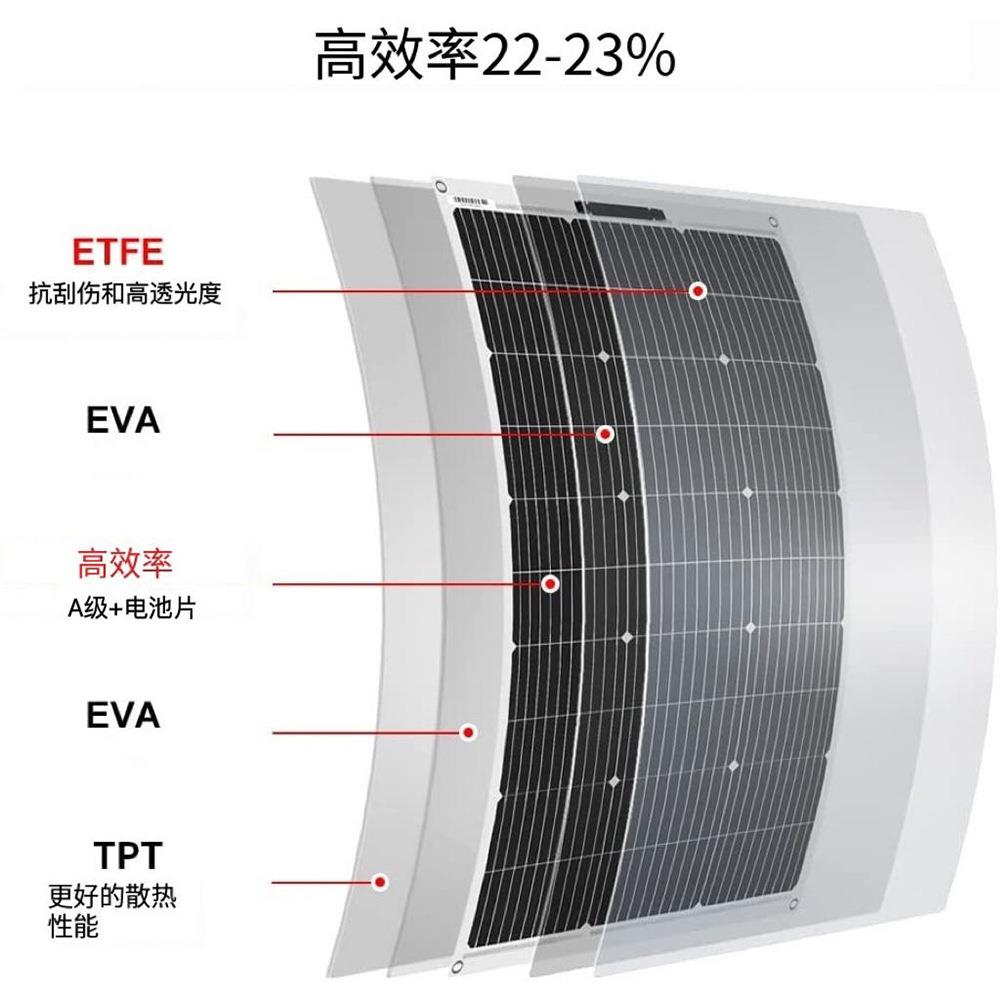 太阳能柔性板50w80w90w100w300w 单晶硅半柔性太阳能电池光伏板