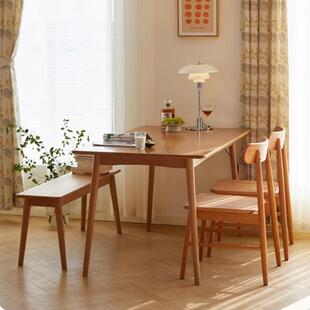 北欧实木餐桌家用小户型家具樱桃木原木白橡木桌子简约餐桌椅组合