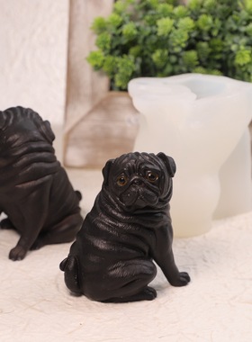 仿真巴哥犬香薰蜡烛模具DIY手工扩香石膏蜡烛家居摆件动物模具