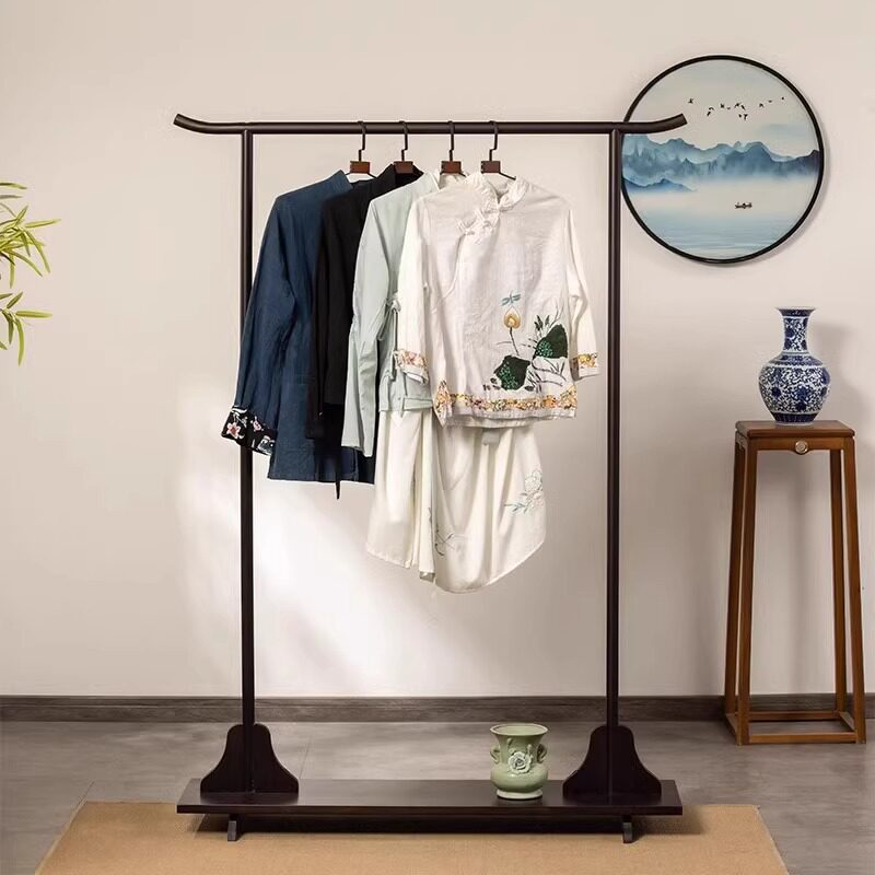 新中式落地衣帽架汉服婚纱服装店展示架酒店民宿复古衣服架秀禾架