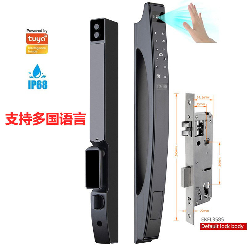 人脸识别全自动断桥铝推拉门锁 掌静脉指纹密码涂鸦APP防水电子锁