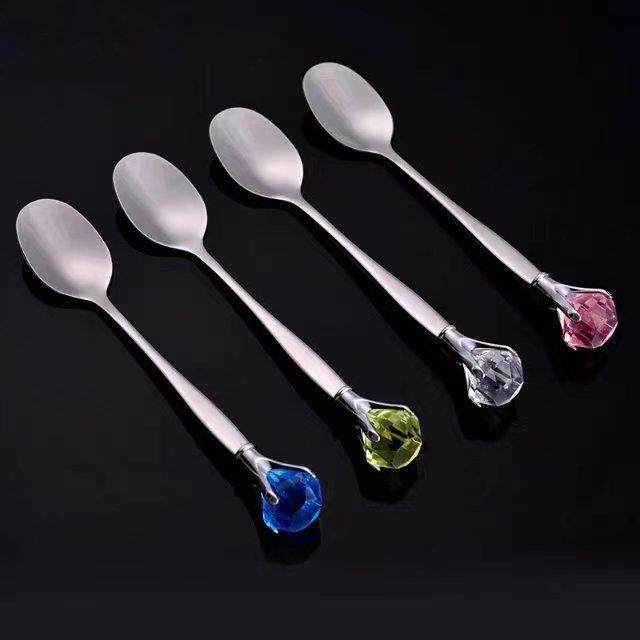钻石水晶餐具304不锈钢叉子勺子搅拌棒西餐叉勺学生饭勺大头勺,餐饮具,西餐餐具套装,淘宝优惠券,粉丝福利购,淘宝优惠卷