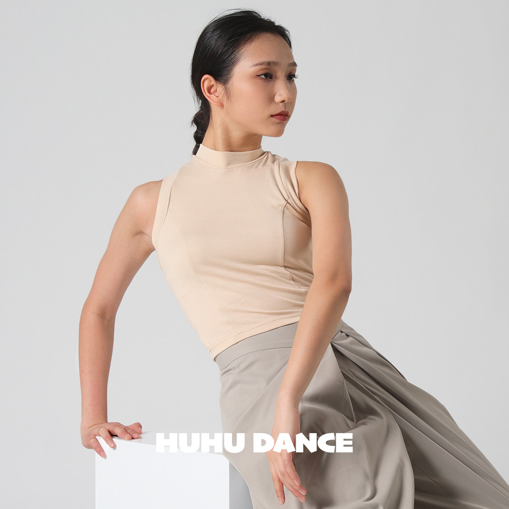 HUHUDANCE现代舞弹力无袖半高领舞蹈背心上衣女练功服古典舞衣349图片
