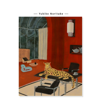 【Yukiko Noritake】治愈轻奢装饰插画法式中古金钱豹西幻挂画芯