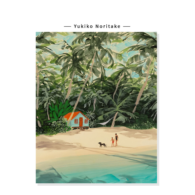 【Yukiko Noritake】夏日沙滩风景插画治愈ins治愈艺术装饰挂画芯