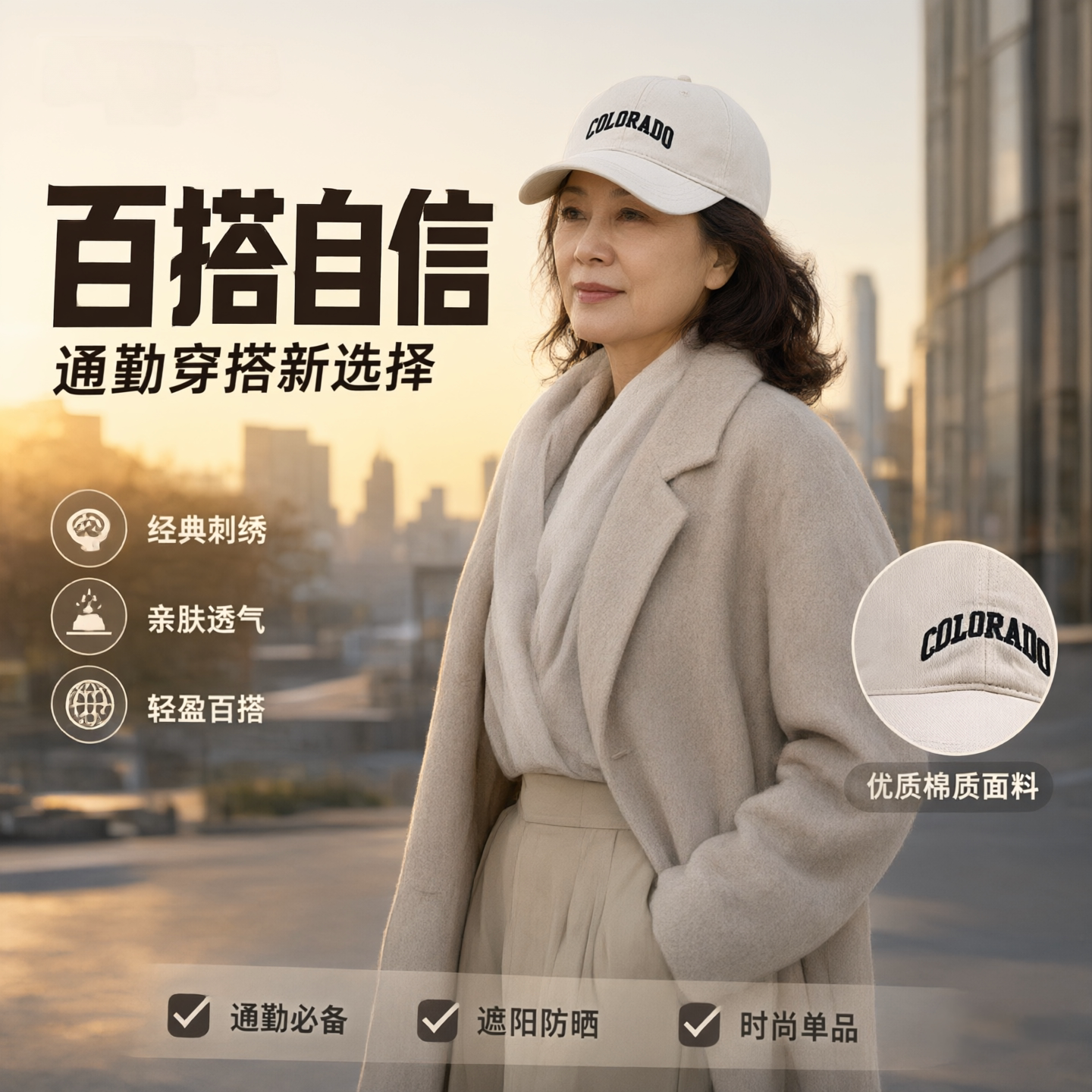 中年妈妈棒球帽女纯棉可调节头围职场通勤遮阳鸭舌帽刺绣四季女帽