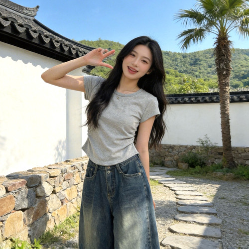 2026夏季设计感修身短袖T恤女