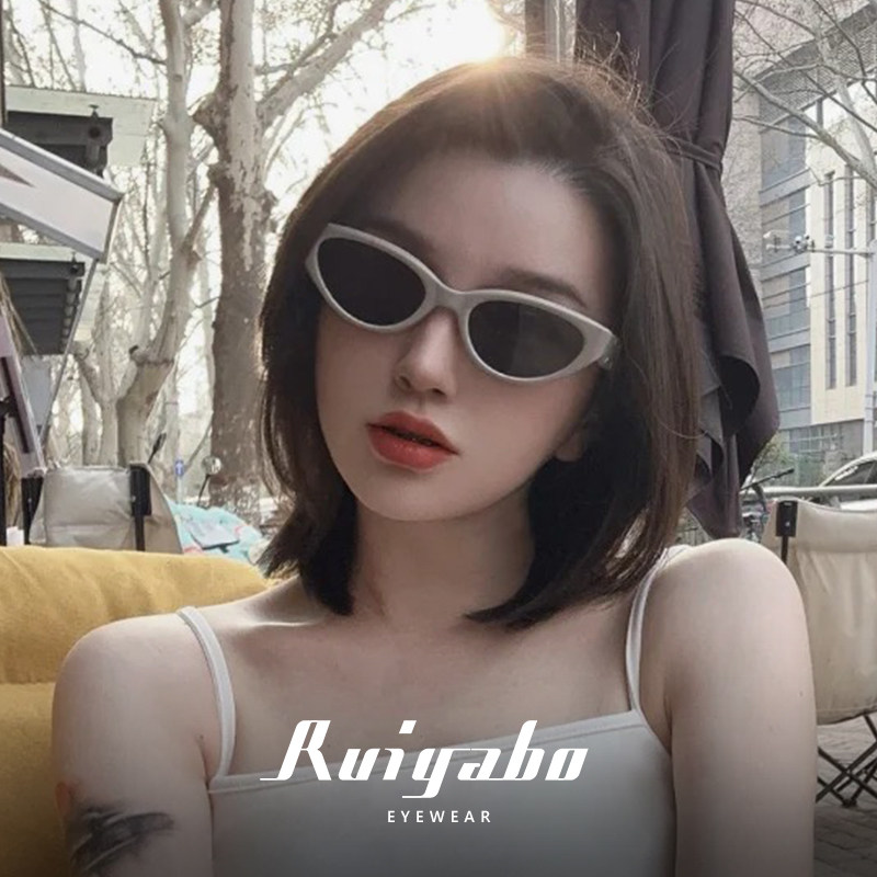 猫眼墨镜女白框高级感2026新款复古板材太阳眼镜防晒紫外线UV400