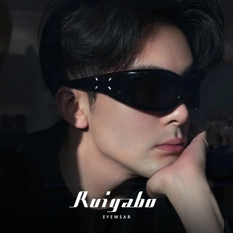 复古黑色宽框板材发箍太阳眼镜男Y2K千禧风太阳眼镜男女高级感遮
