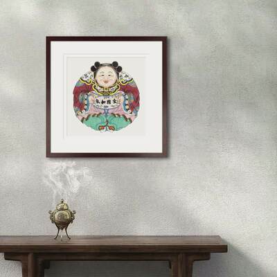 桃花坞木刻年画画RJU版画国画画一团式和气书房玄关办画公室中装