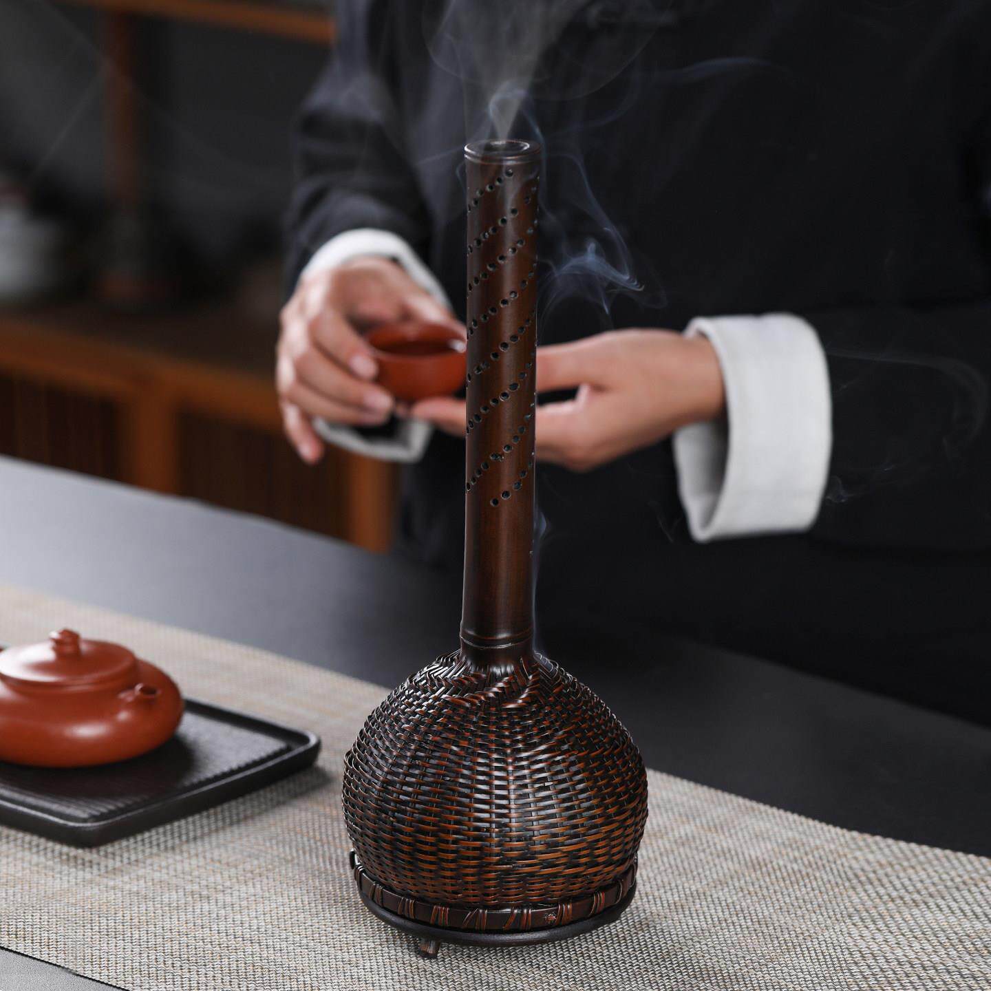 竹编熏香炉筒香炉竹座手工线插盘立香式香茶道YY0006熏炉工艺品摆