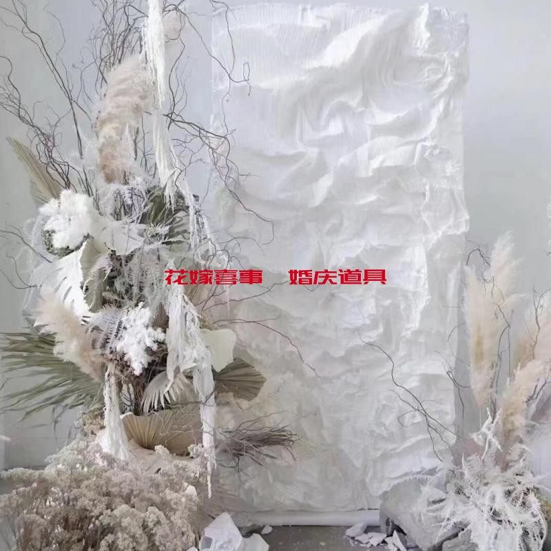 婚礼舞台手工DIY褶皱纸皱纹造型纸白色手揉纸艺婚庆道具橱窗装饰
