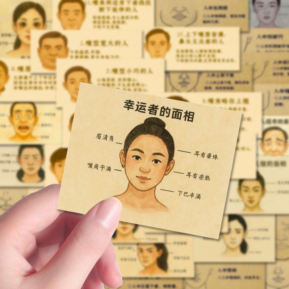 54张面相解析穴位贴纸