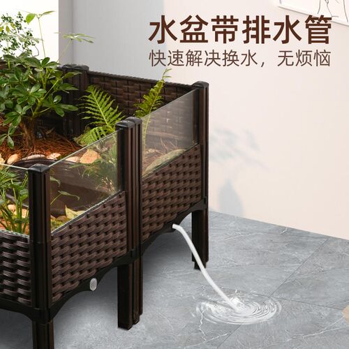 黄缘龟专用饲养箱安缘半水龟生态造景绿植阳台龟缸带水盆加高超大