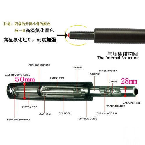 超高型电脑椅专用气杆四级超强型加高气压办公椅电竞椅升降旋转杆
